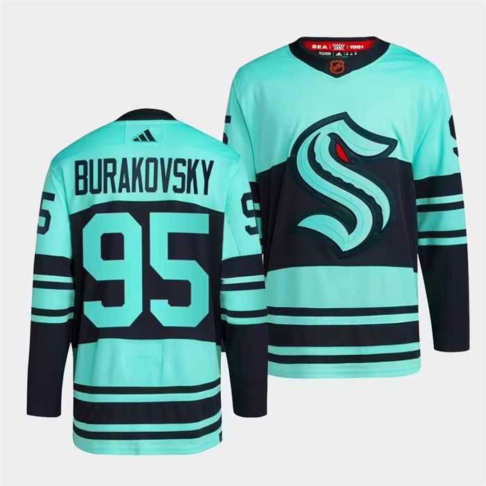 Men%27s Seattle Kraken #95 Andre Burakovsky Ice Blue 2022-23 Reverse Retro Stitched Jersey Dzhi